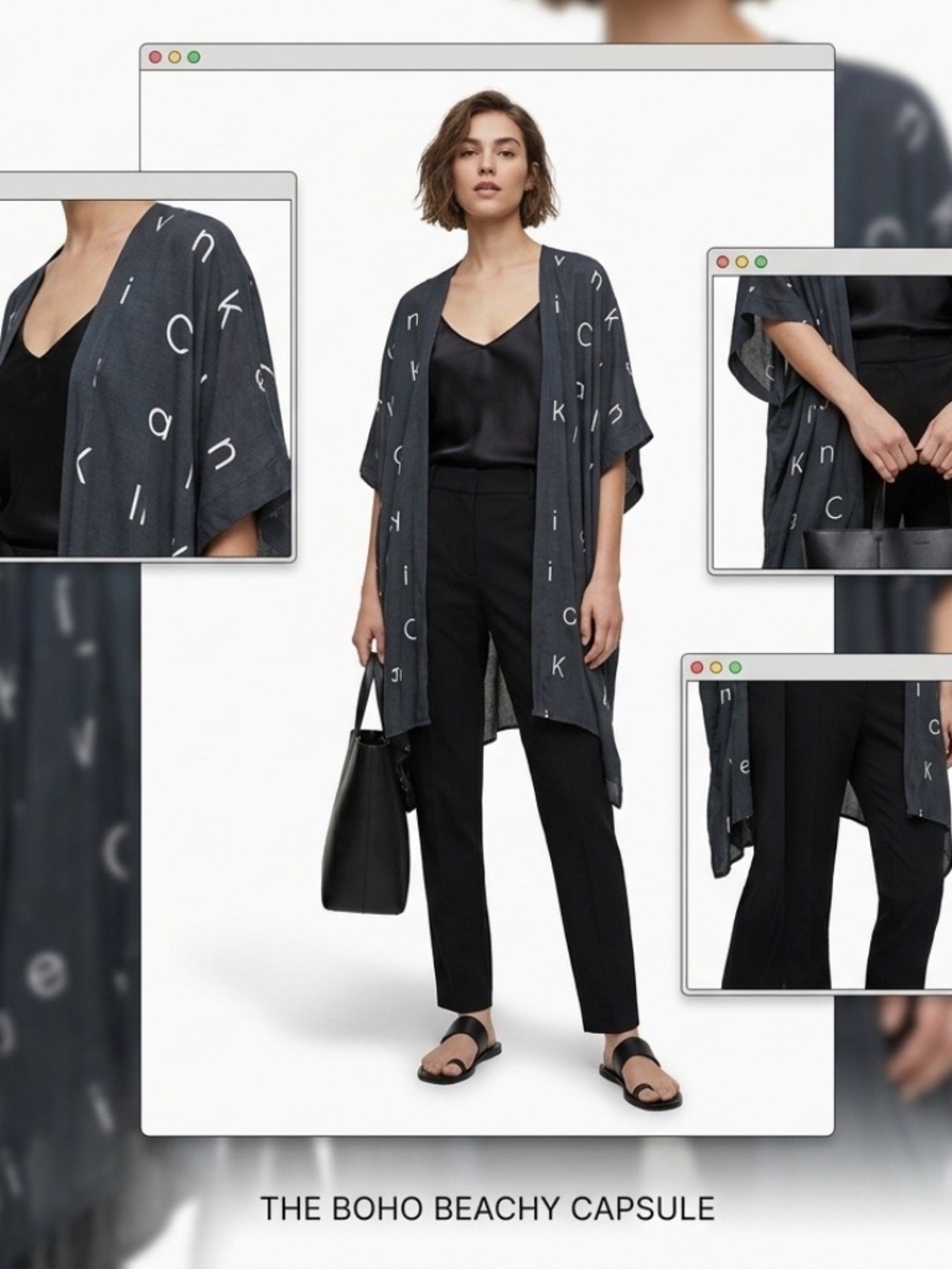 Calvin Klein Womens Kimono One Size Lightweight Vacation Boho Beachy Capsule